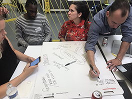 Startup Weekend participants work on plans for their prototype.